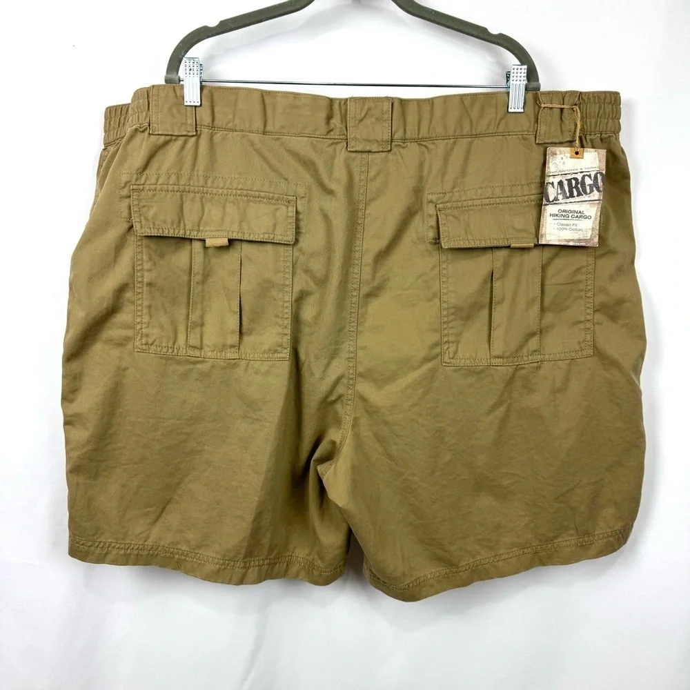 ROUNDTREE & YORKE KHAKI TAN CARGO SHORTS MENS SZ 50” X 7” CASUAL 100% COTTON NWT